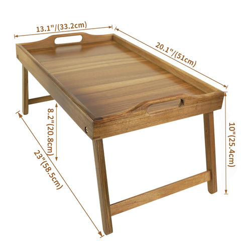Utoplike Acacia Bed Tray durable wood enhances style and easy cleaning.