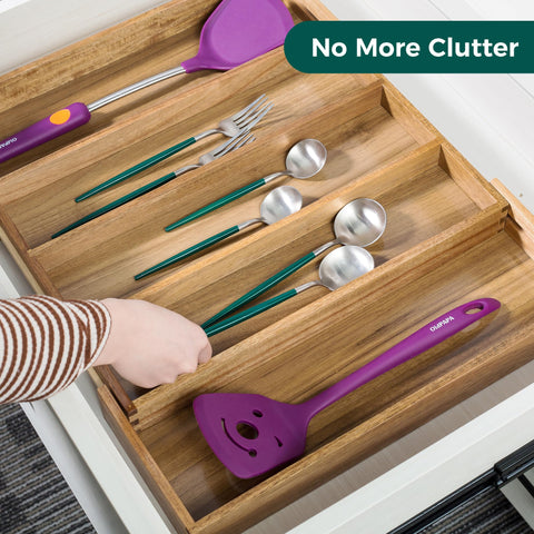 Utoplike Acacia organizer showing 3 to 5 compartments for knives and forks