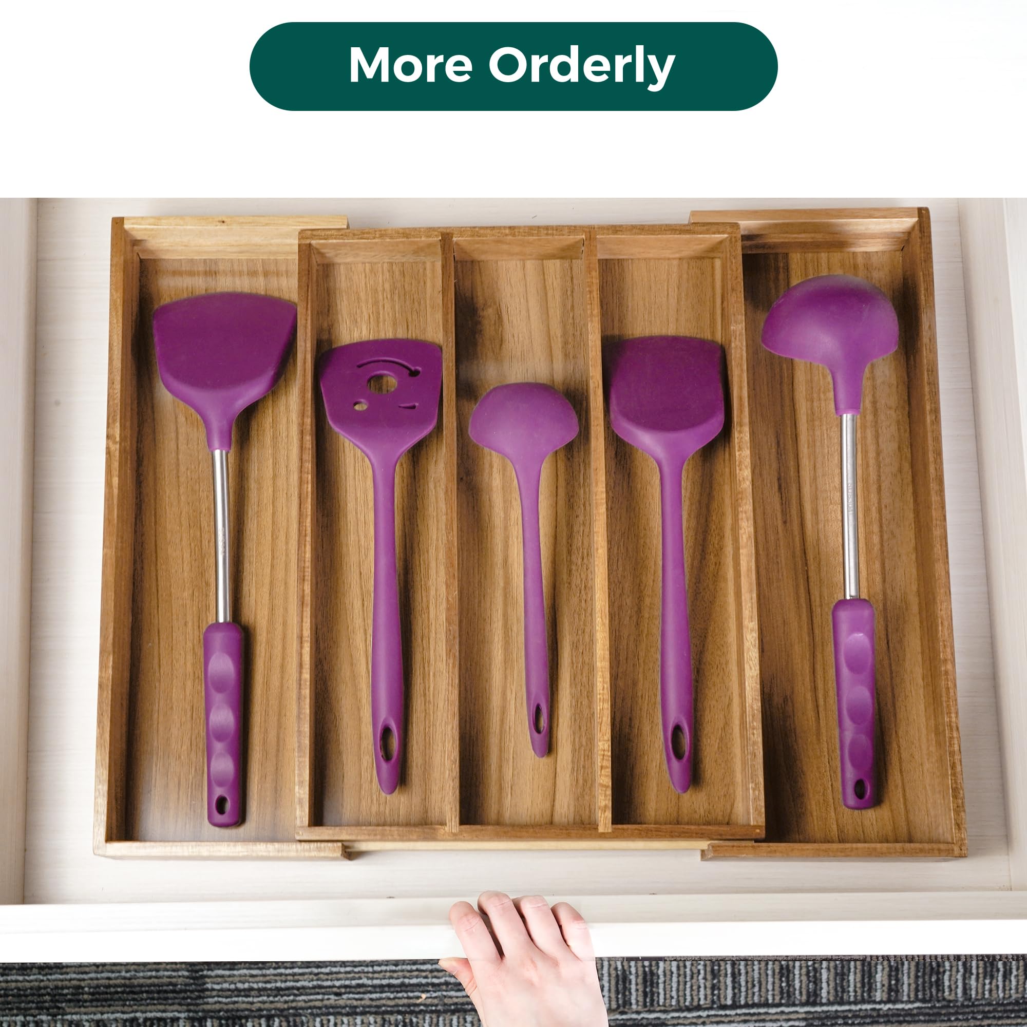 Utoplike Acacia drawer organizer crafted from durable acacia wood