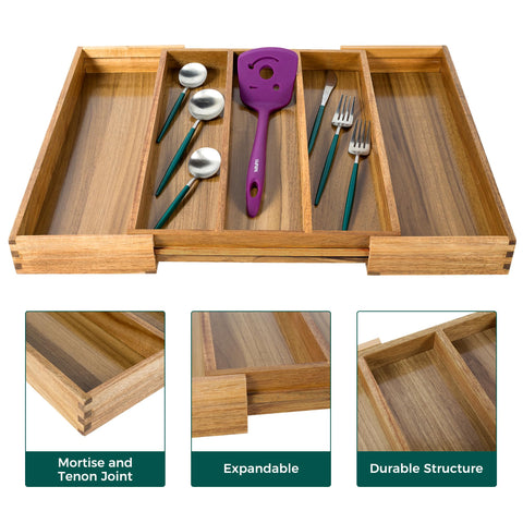 Utoplike Acacia organizer fits existing drawers and expands for space