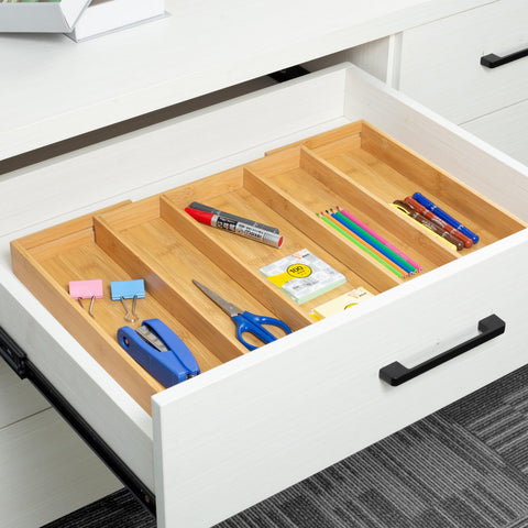 Utoplike bamboo cutlery divider reconfiguring space for utensils