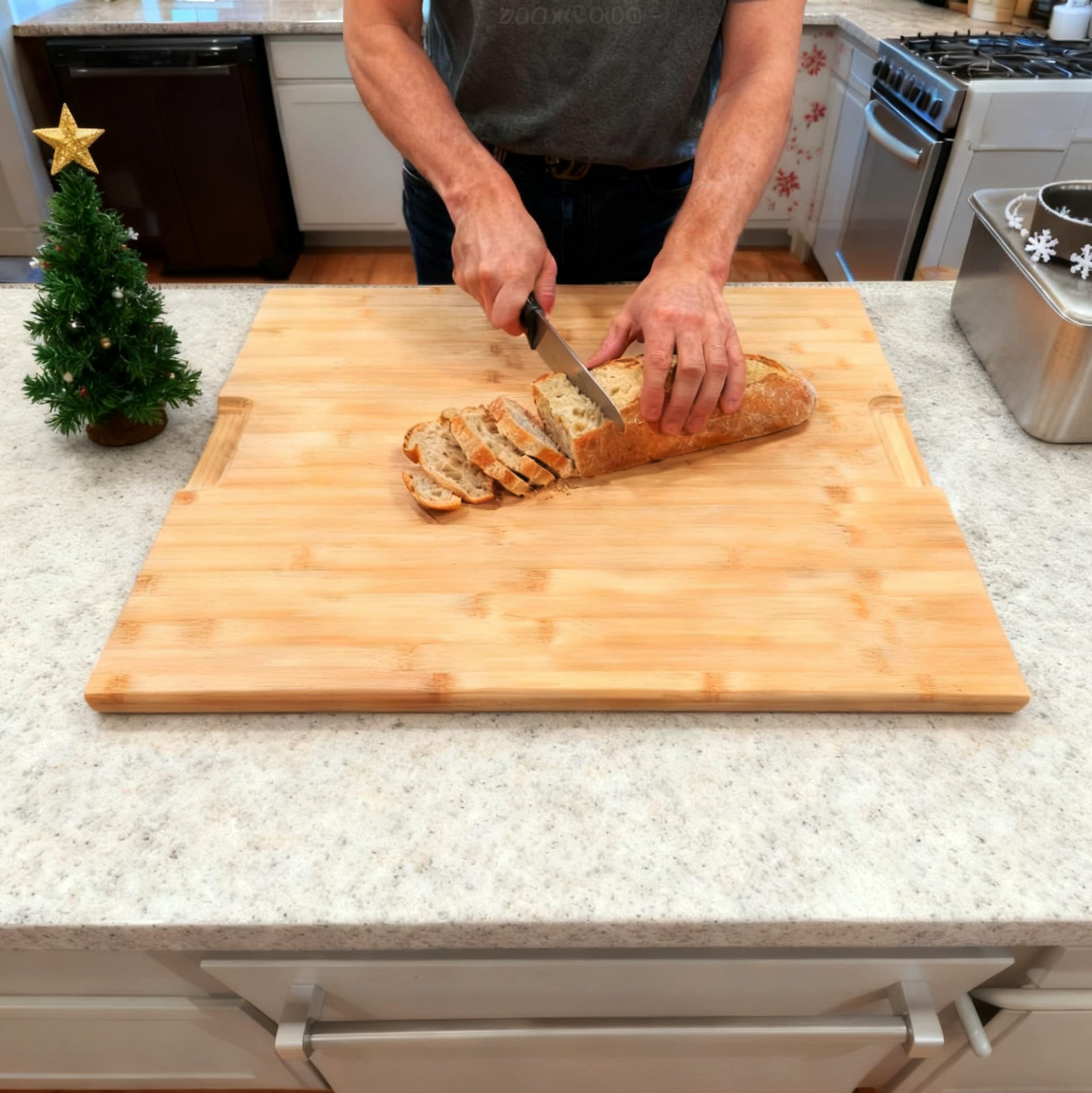 Utoplike bamboo cutting board 1 inch thick for durability and stability