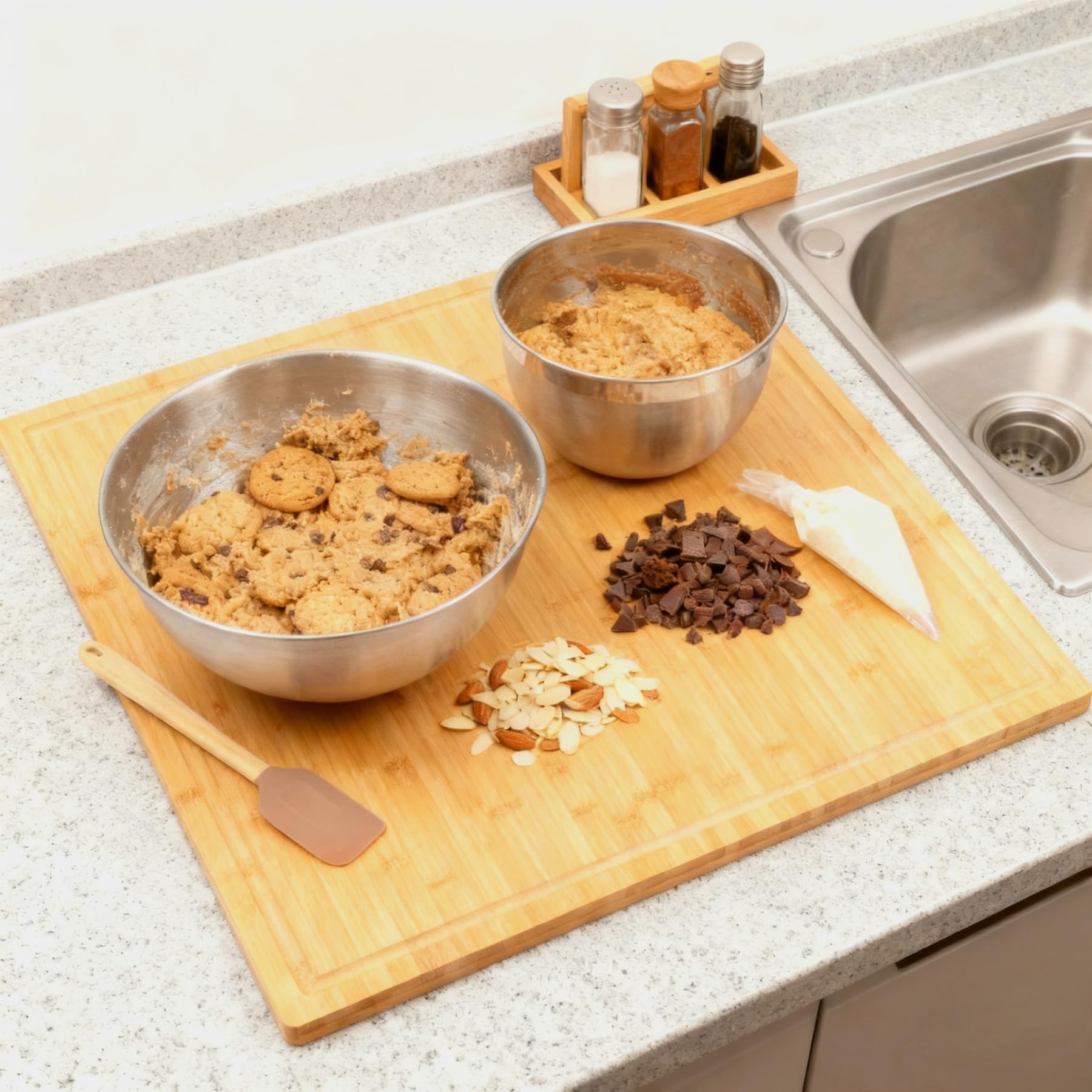Utoplike bamboo cutting board back with handles for easy lifting