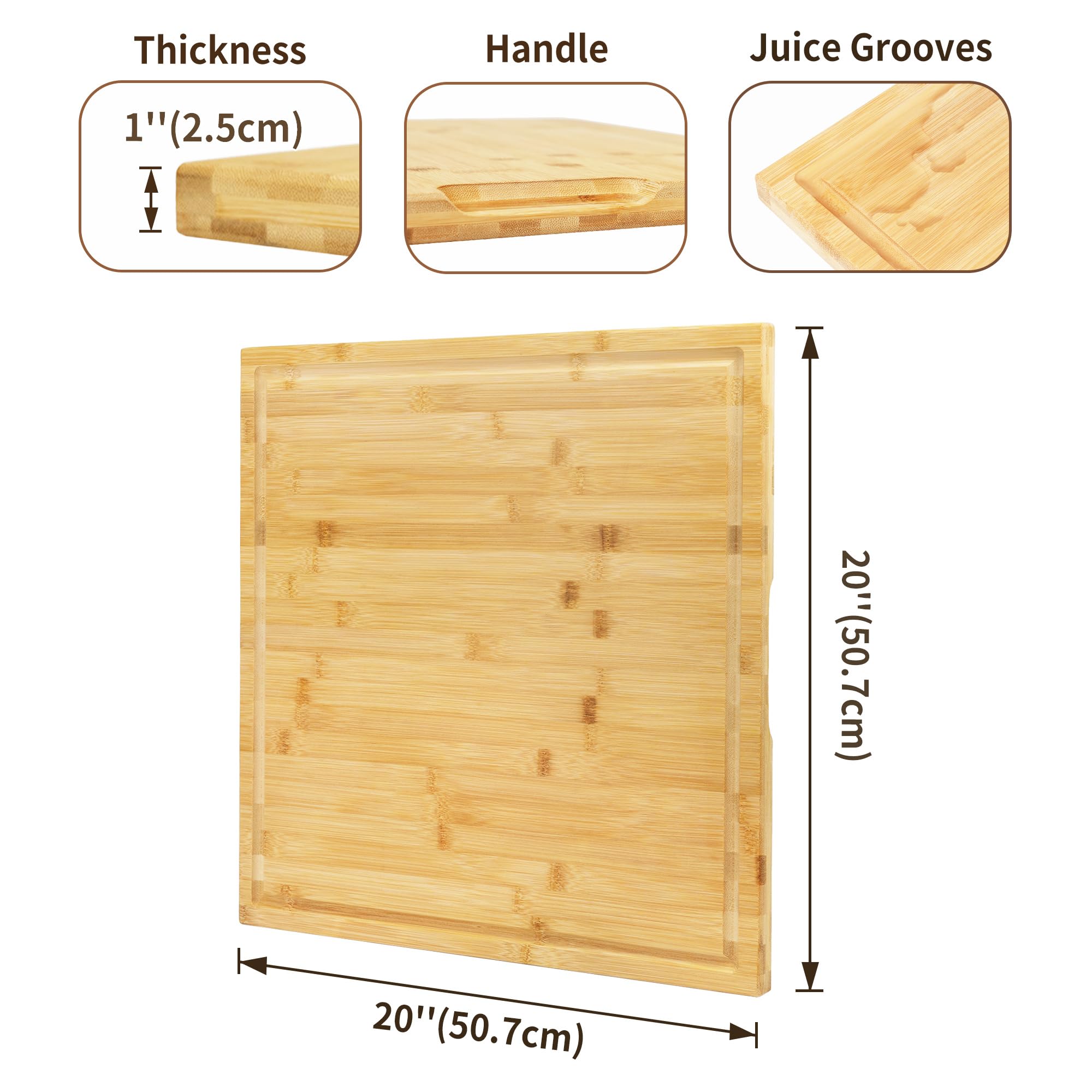Utoplike bamboo cutting board knife-friendly surface preserves blade edges
