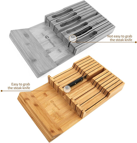Utoplike knife block steak-knife slots organize six blades.