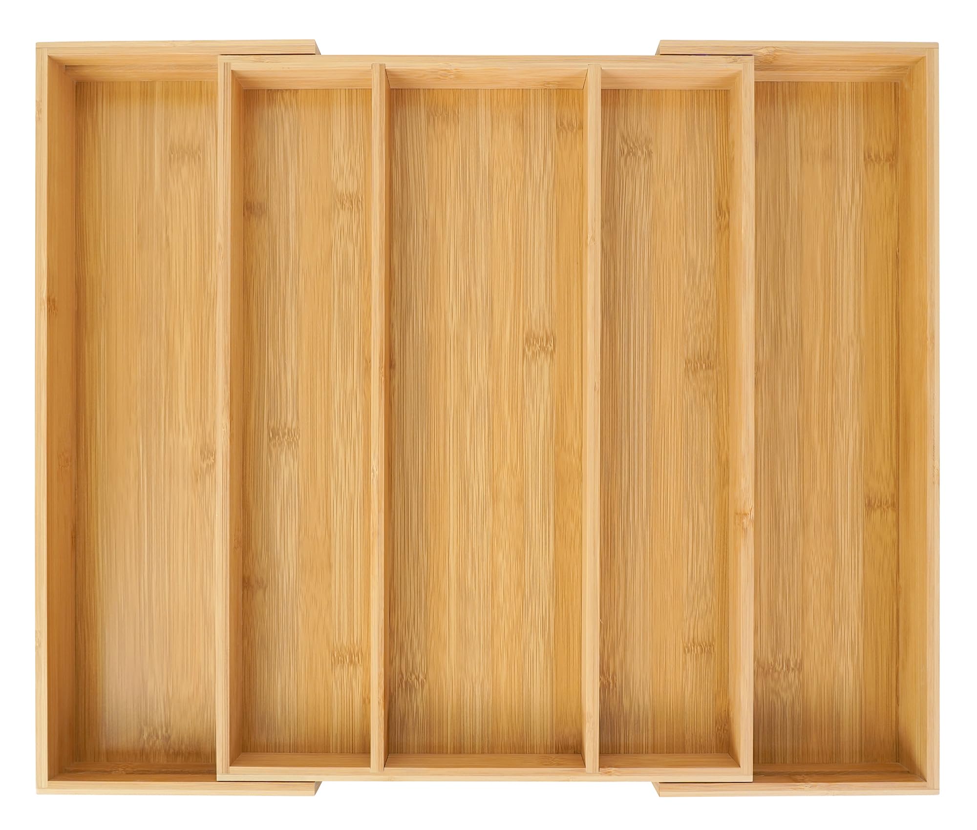 Utoplike bamboo expandable drawer organizer closed view showing compact storage
