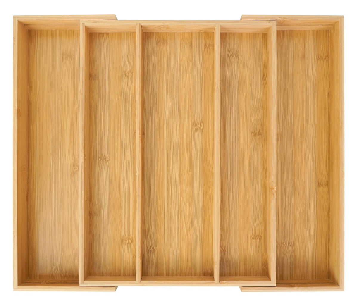 Utoplike bamboo expandable drawer organizer closed view showing compact storage