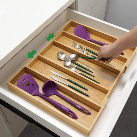 Utoplike bamboo expandable drawer organizer extended view with full capacity