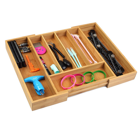 Utoplike bamboo kitchen drawer setup showcasing tidy organization and style.