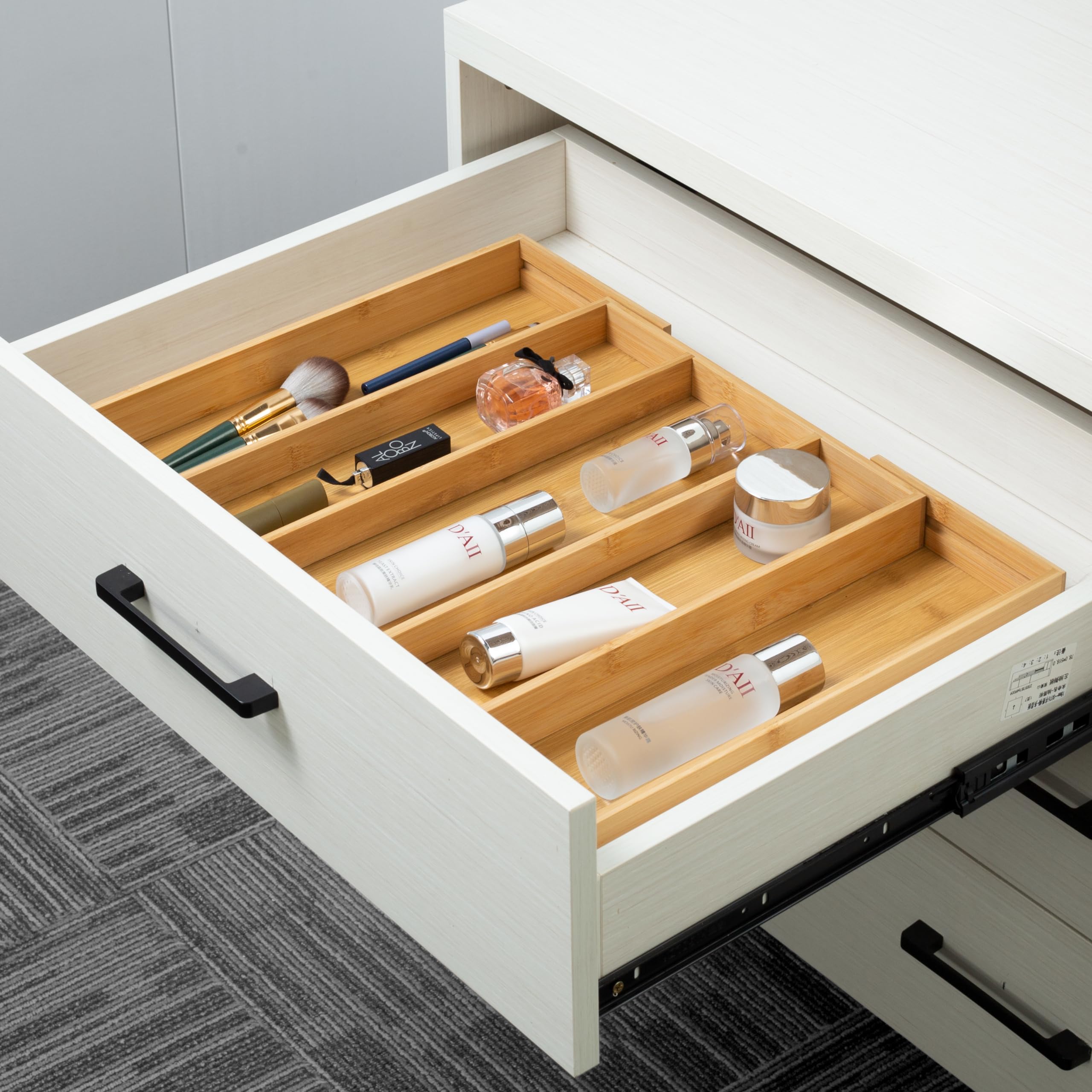 Utoplike bamboo space saving drawer organizer maximizing drawer layout