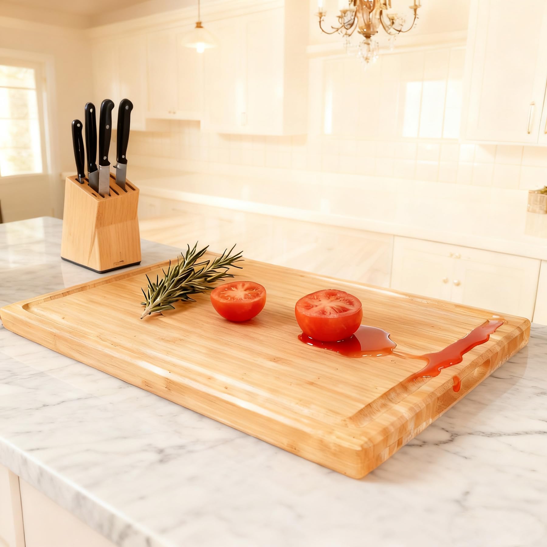 Utoplike board shown in over-the-sink setup for space-saving prep.