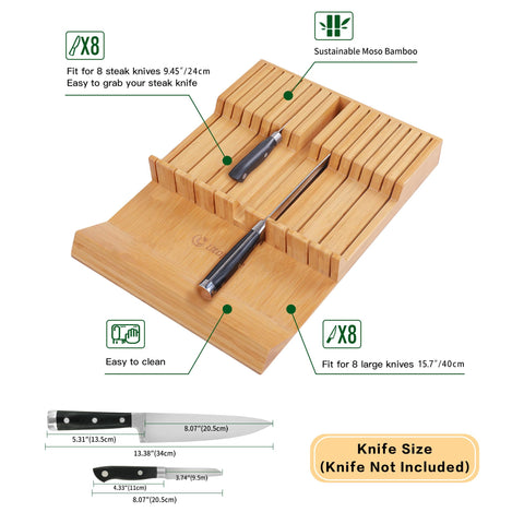 Utoplike eight-long-knife slots organize large blades efficiently.