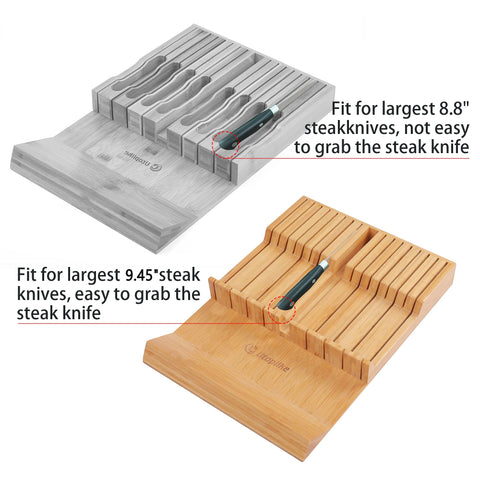Utoplike middle slot holds sharpening steel for quick touch-ups.