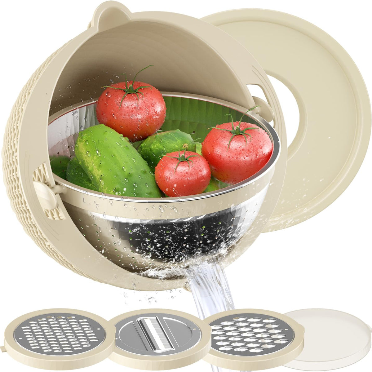UTTKOJ 4-1 colander with rotatable strainer for easy rinsing