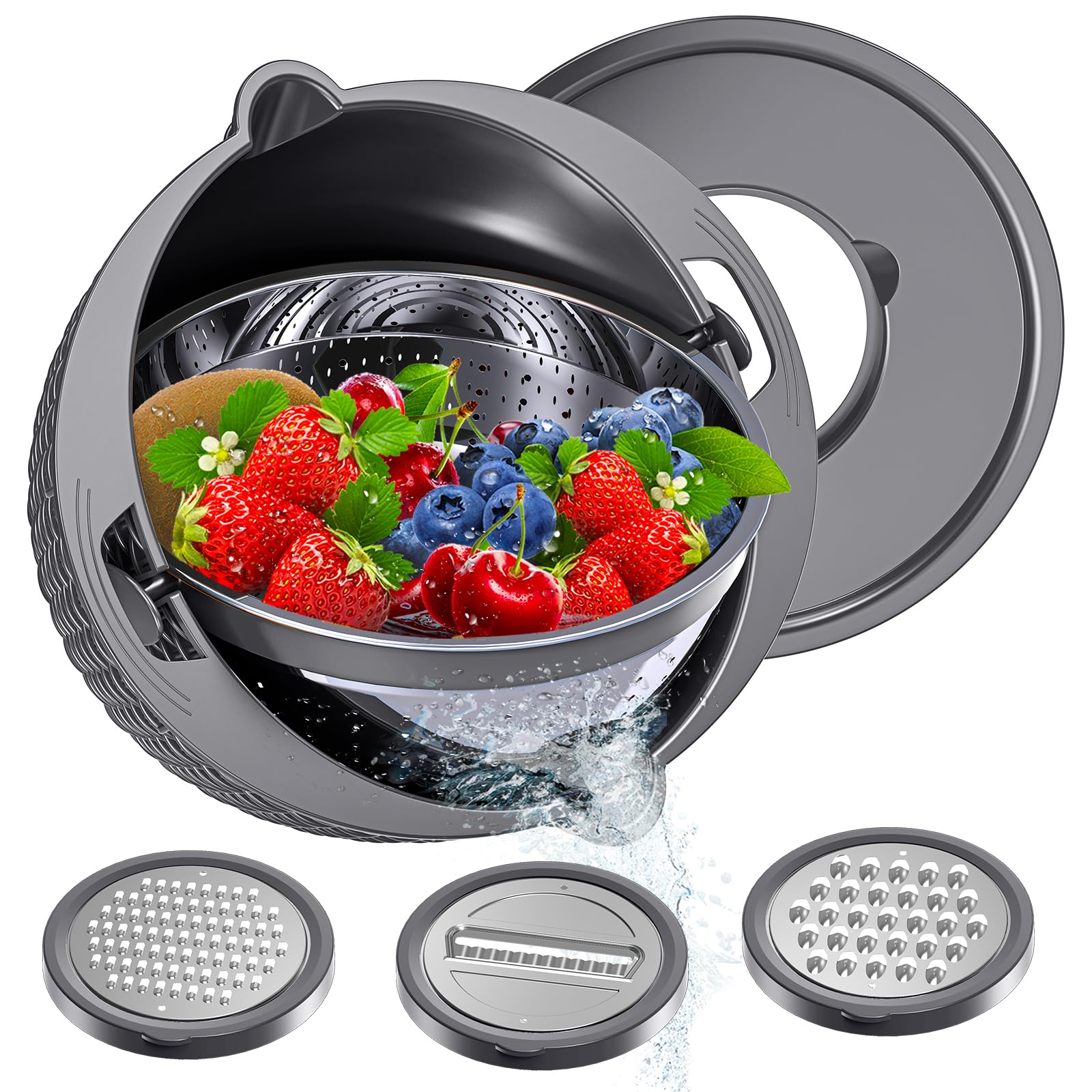 UTTKOJ 4-1 colander with mixing bowl grey offers compact all-in-one kitchen versatility.
