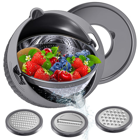 UTTKOJ 4-1 colander with mixing bowl grey offers compact all-in-one kitchen versatility.