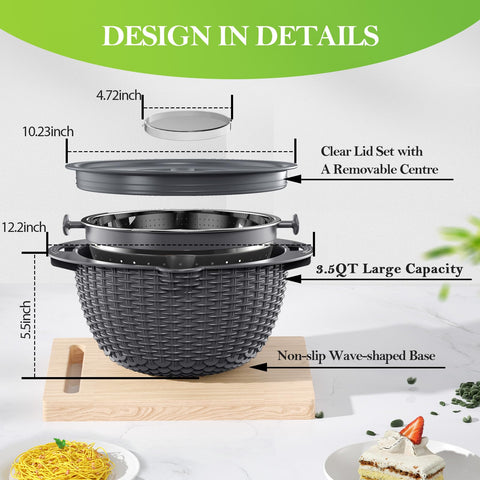 UTTKOJ durable stainless steel colander grey resists dents and rust.