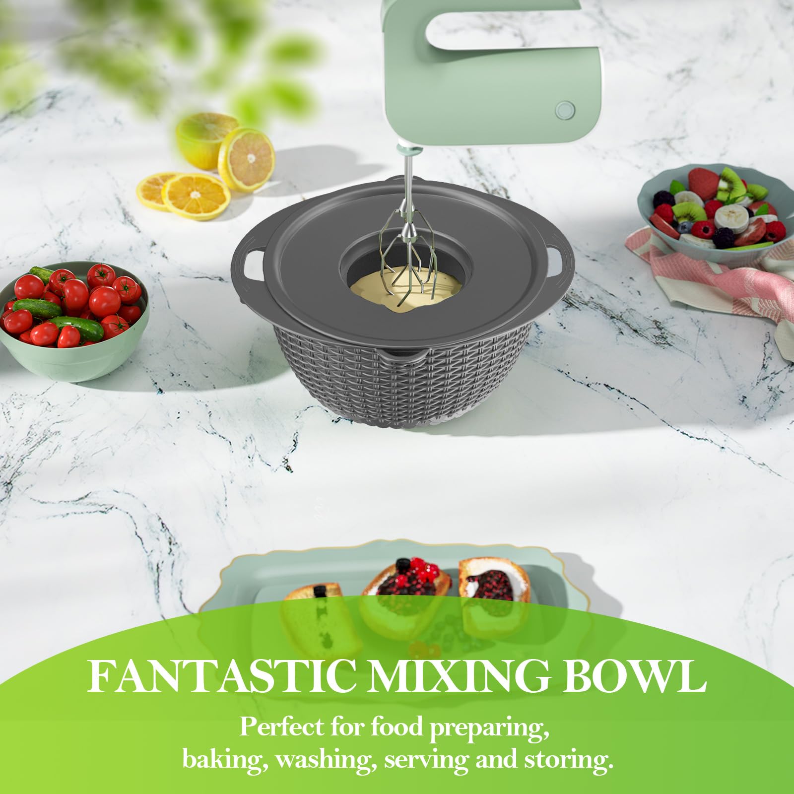 UTTKOJ open-mouth mixing bowl grey for fast pouring and easy rinsing.