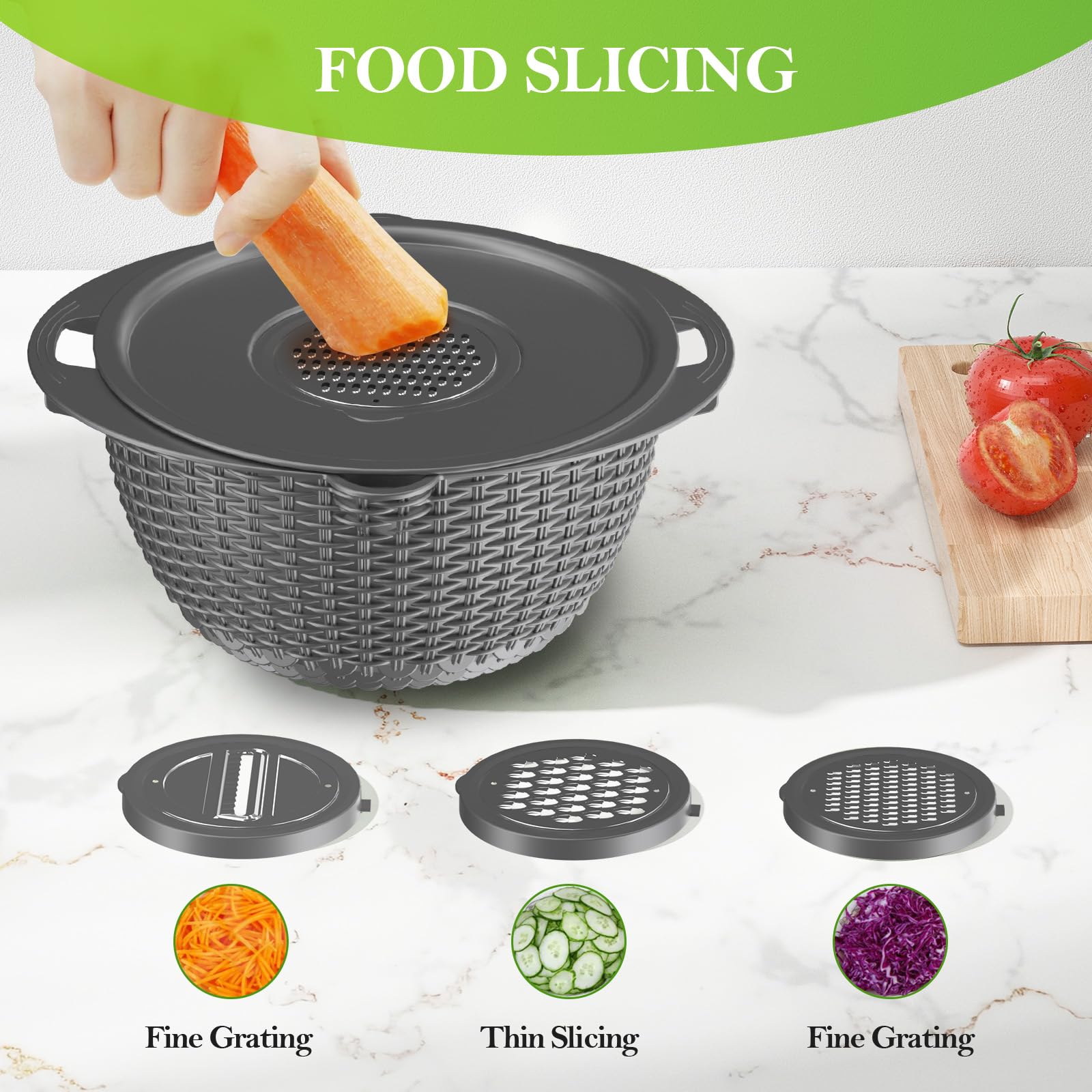 UTTKOJ 4-1 lid with removable center and graters grey for easy shredding.