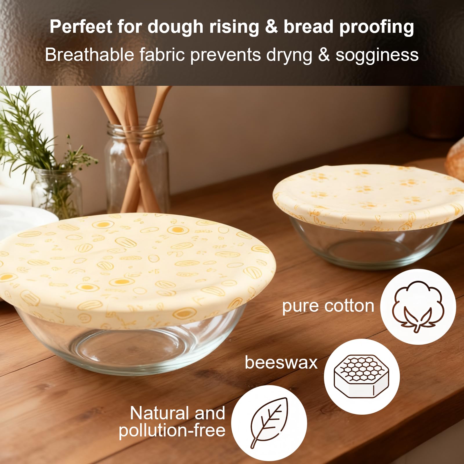 UWANJA elastic-edge bowl cover demonstrates snug fit on 10-12 inch bowls.