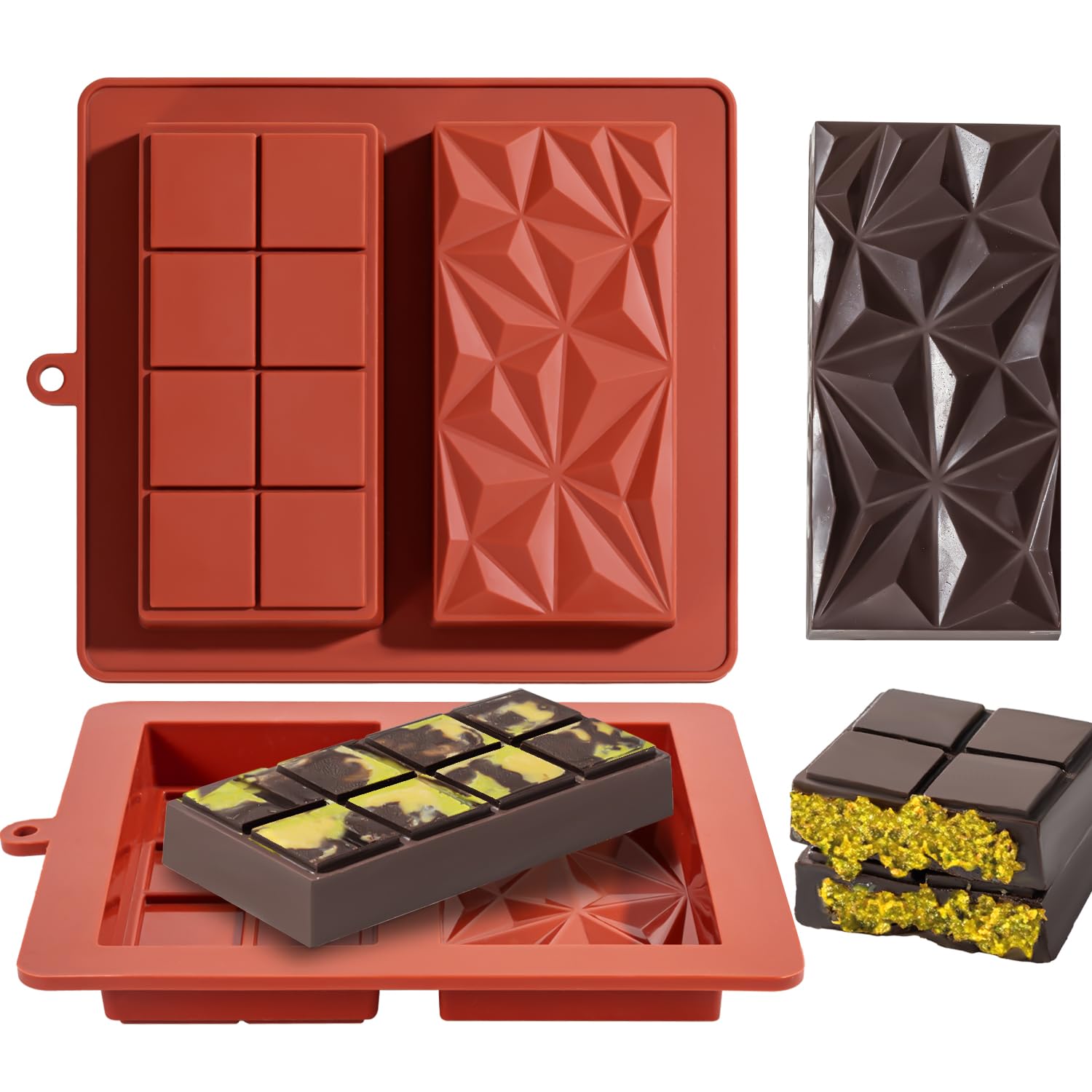 UWILLION chocolate bar mold deep Dubai 1-inch for smooth pistachio bars