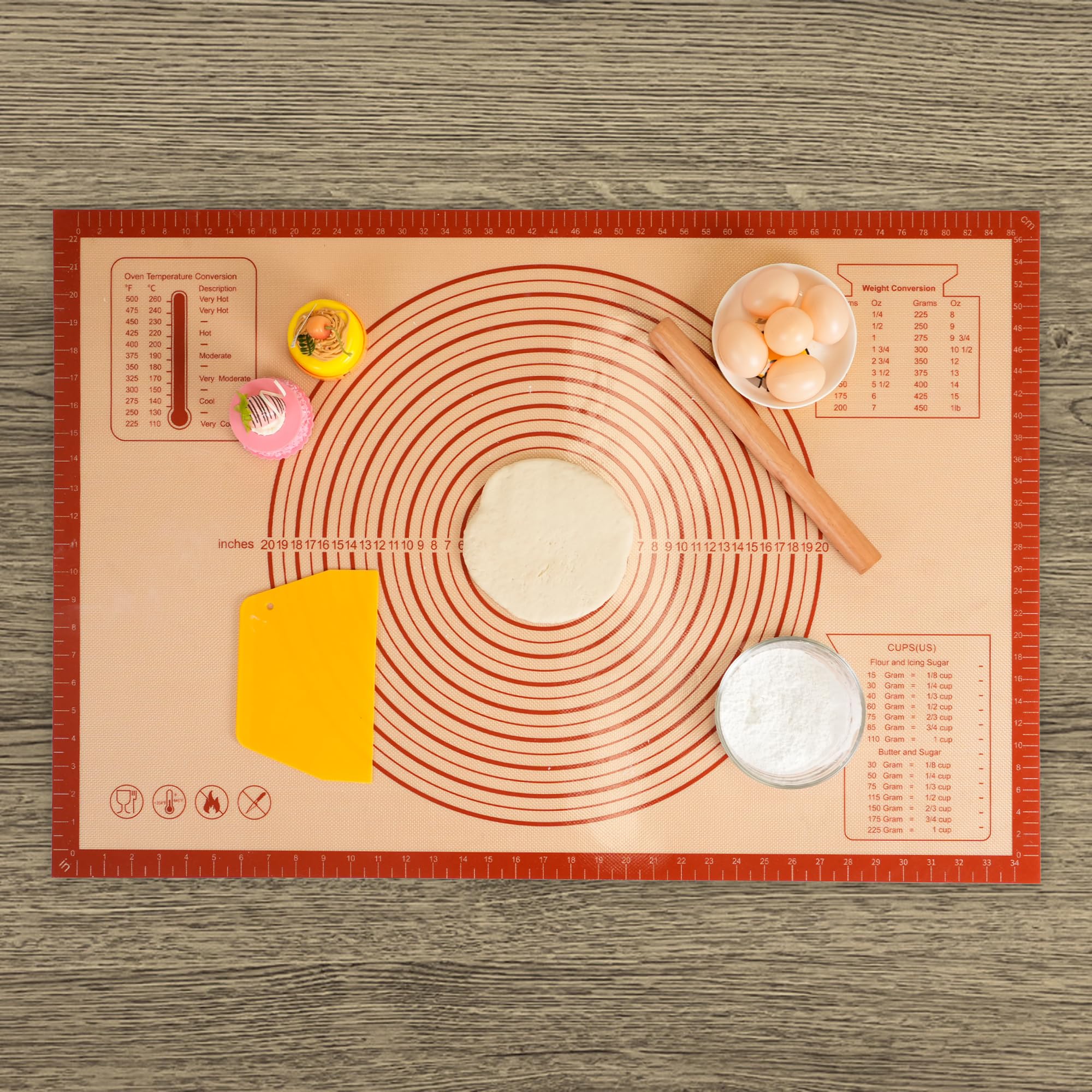 UWILLION extra large baking mat with measurement grid for precise sizing.