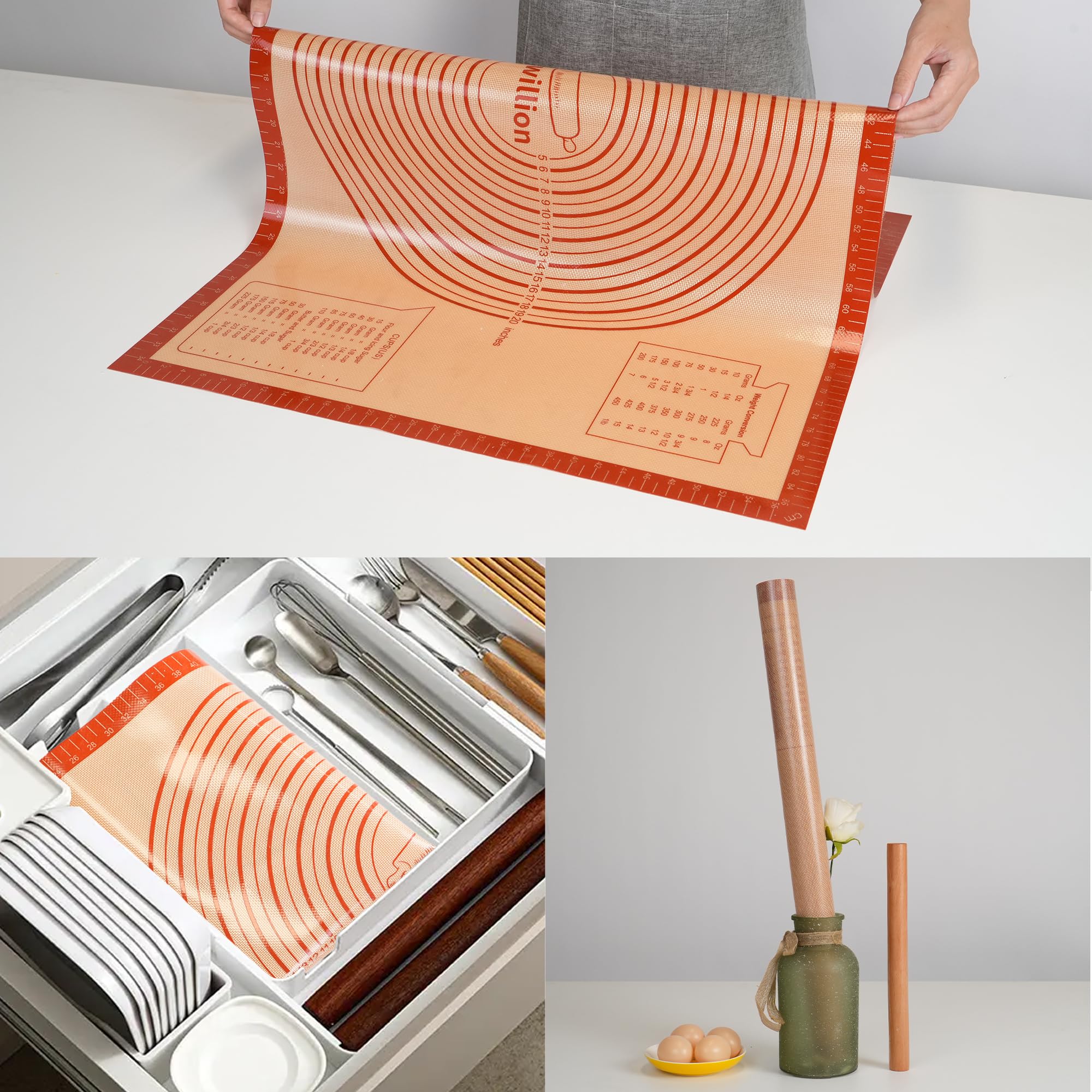 UWILLION kneading dough on a stable surface with the silicone mat.