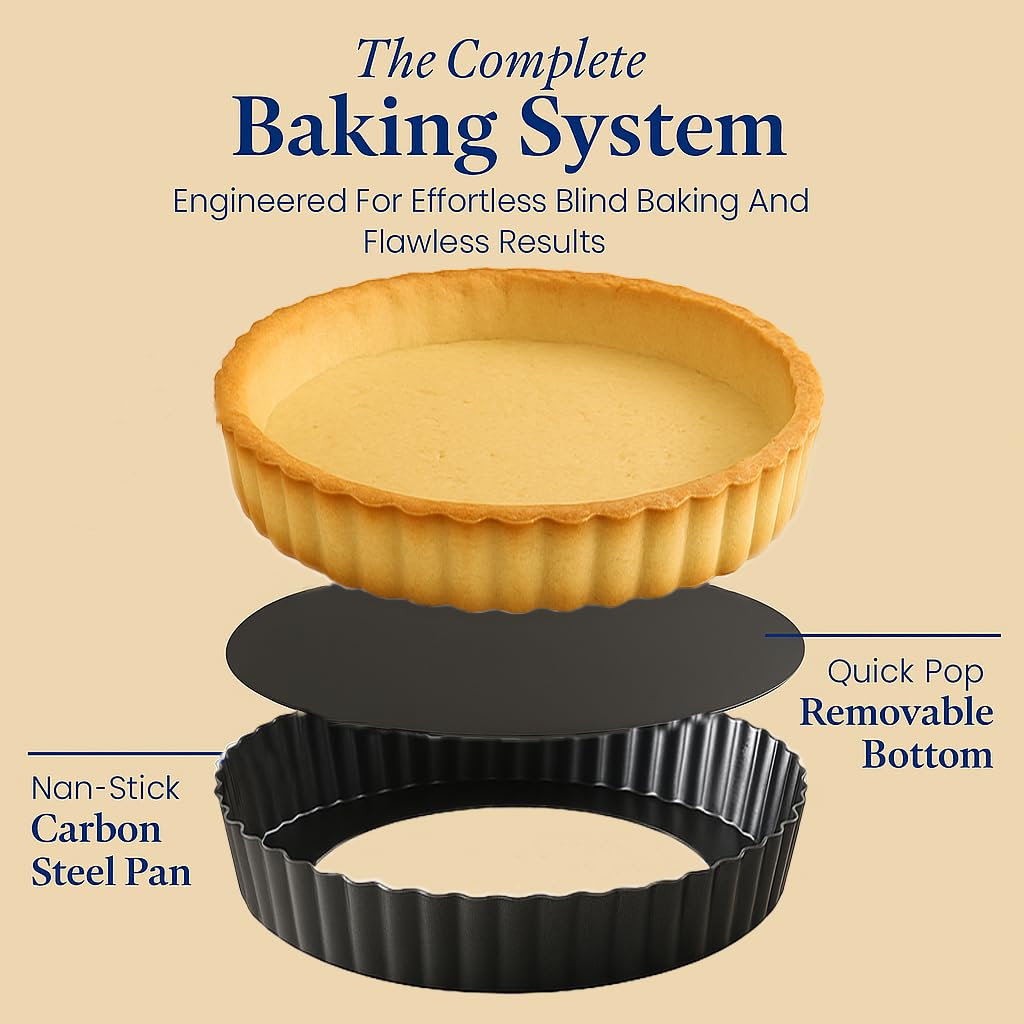 UWILLION non-stick tart pan promotes quick release and clean demolding.