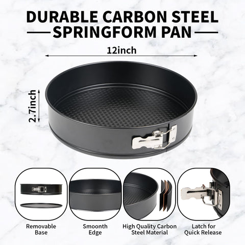 UWILLION springform pan features a large stainless latch for secure opening.