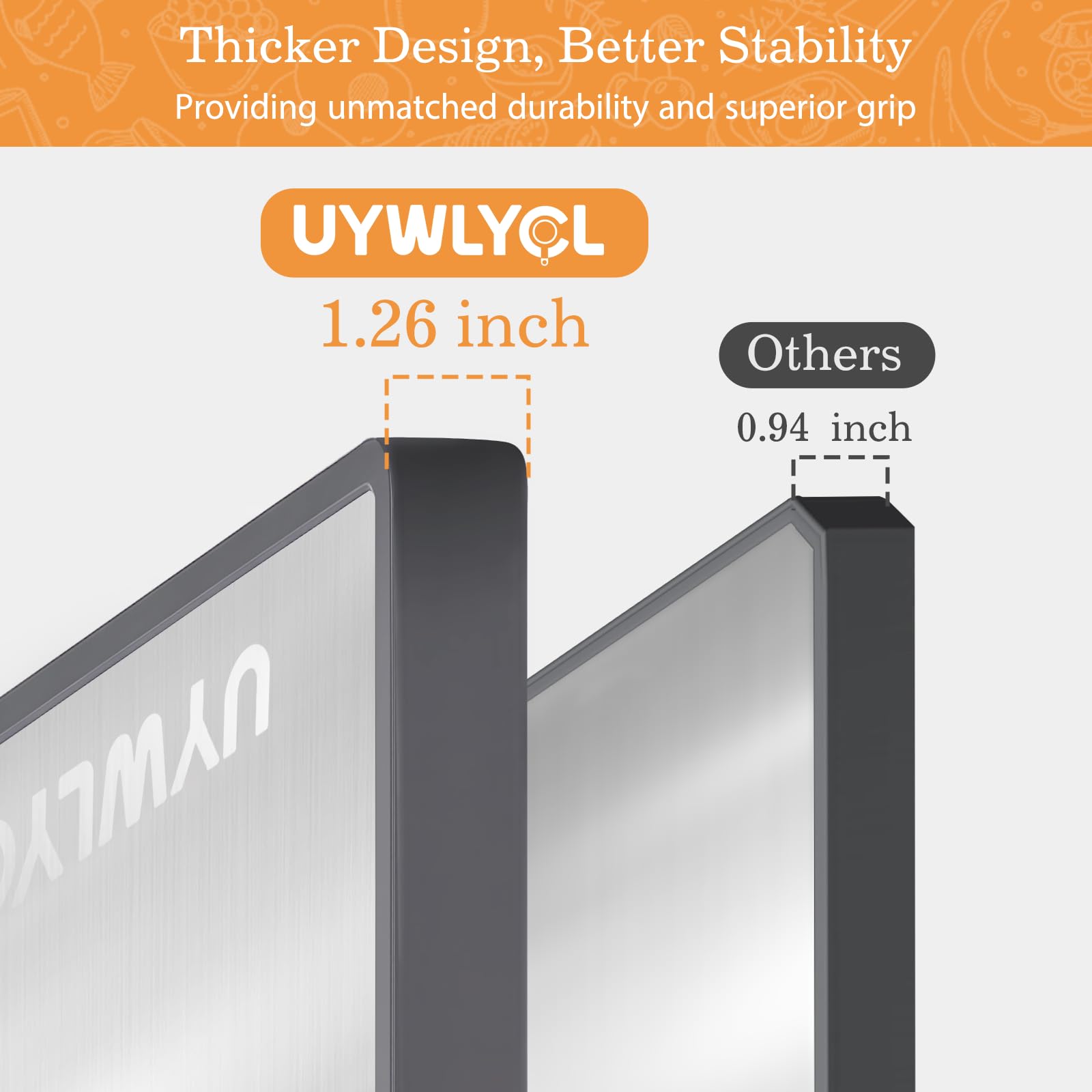 UYWLYCL stainless steel surface provides durable, clean cuts for proteins.