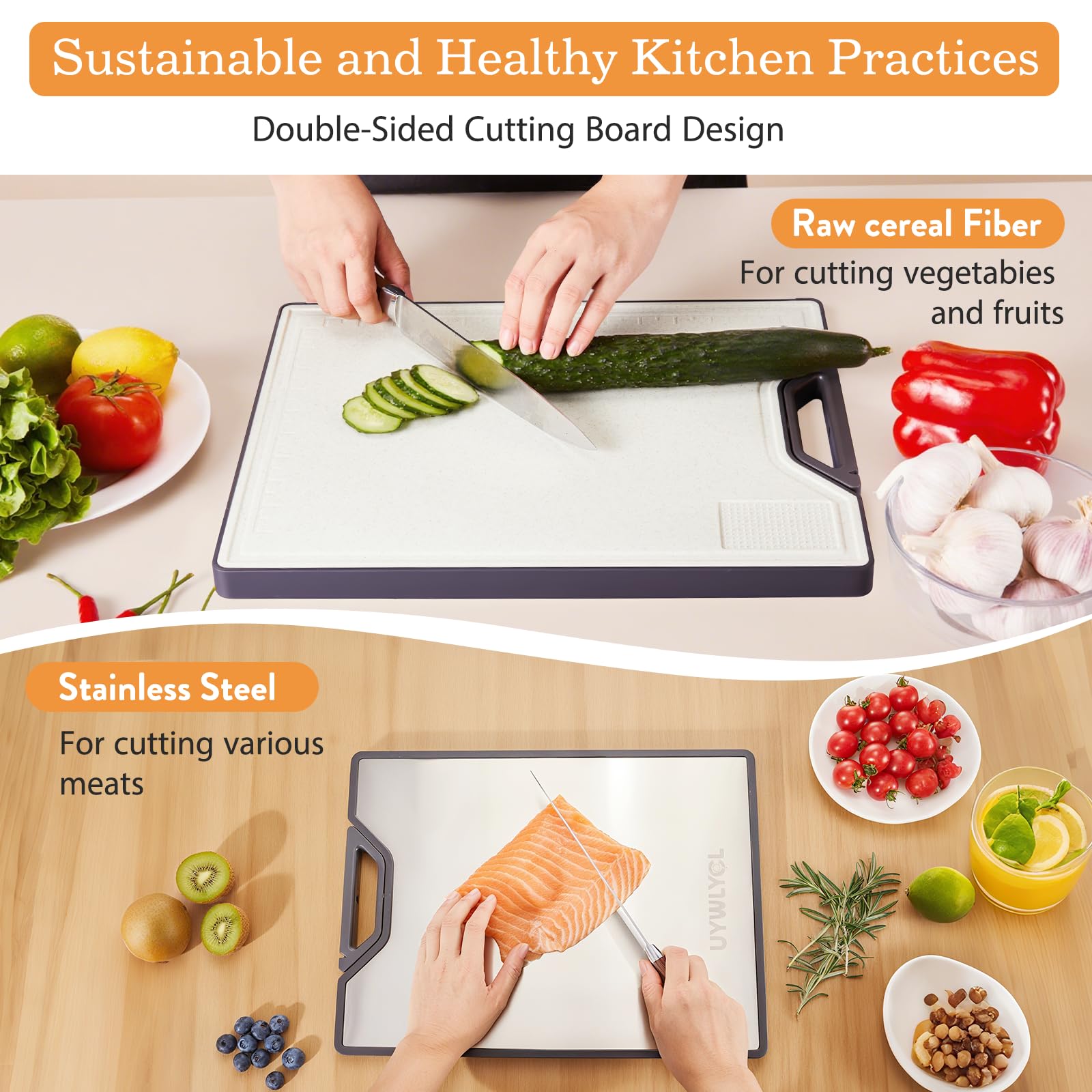 UYWLYCL wheat straw surface handles fruits and vegetables smoothly.