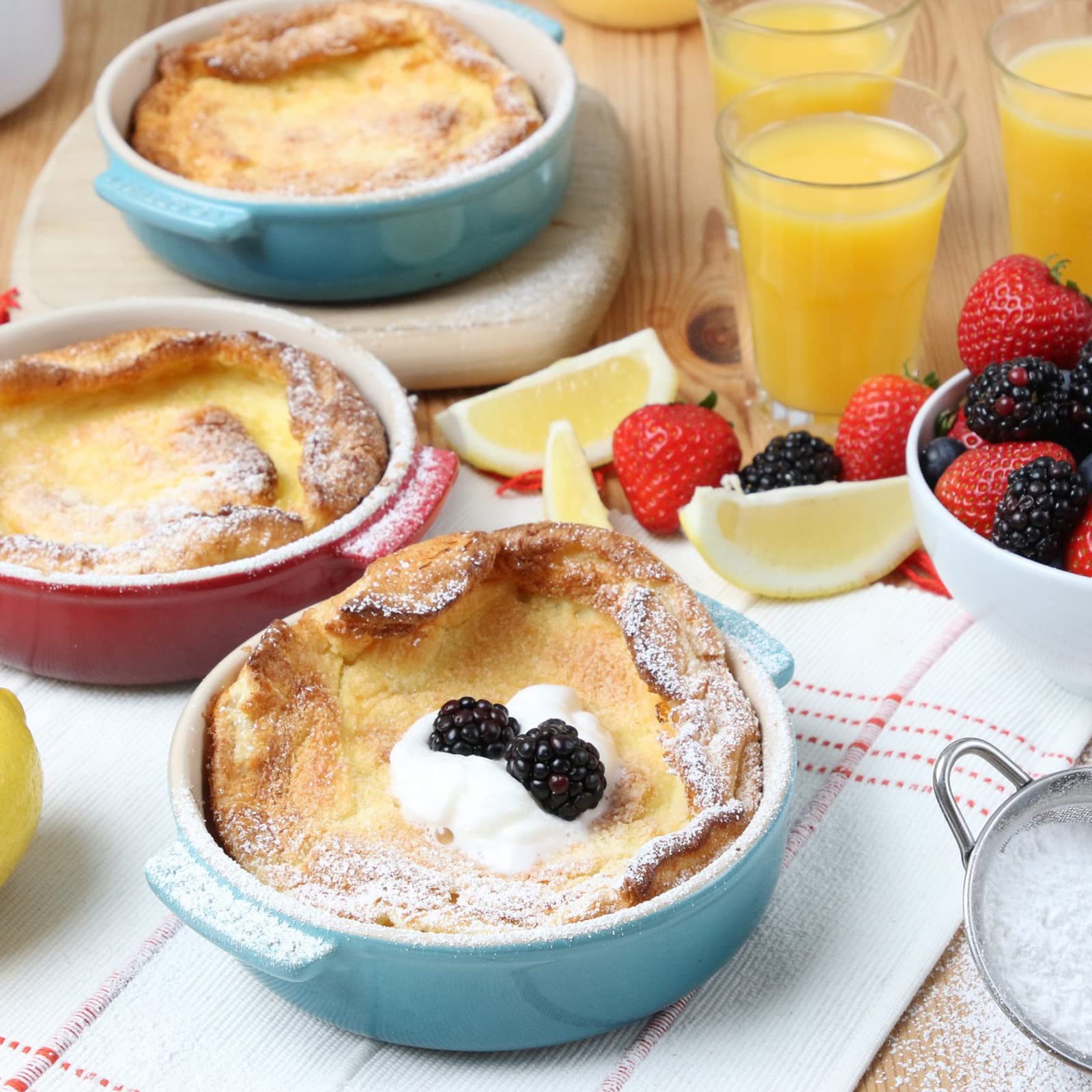 Versatile kitchen tool for pancakes, crepes, muffins, and cupcakes.