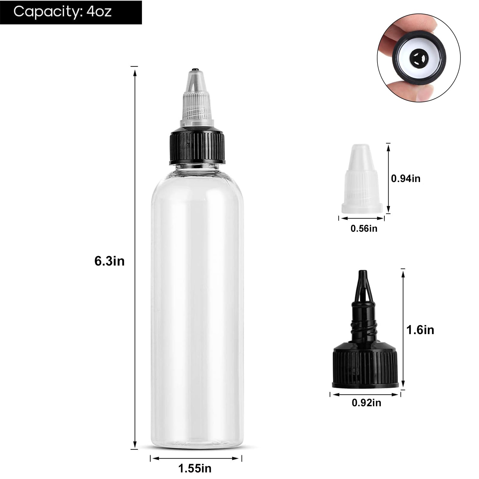 V-chen Boston-round bottle with twist cap for secure dispensing.