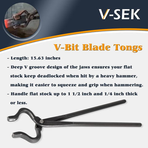 V-SEK Flat Tong close-up highlighting lightweight handling for 1/4 inch stock