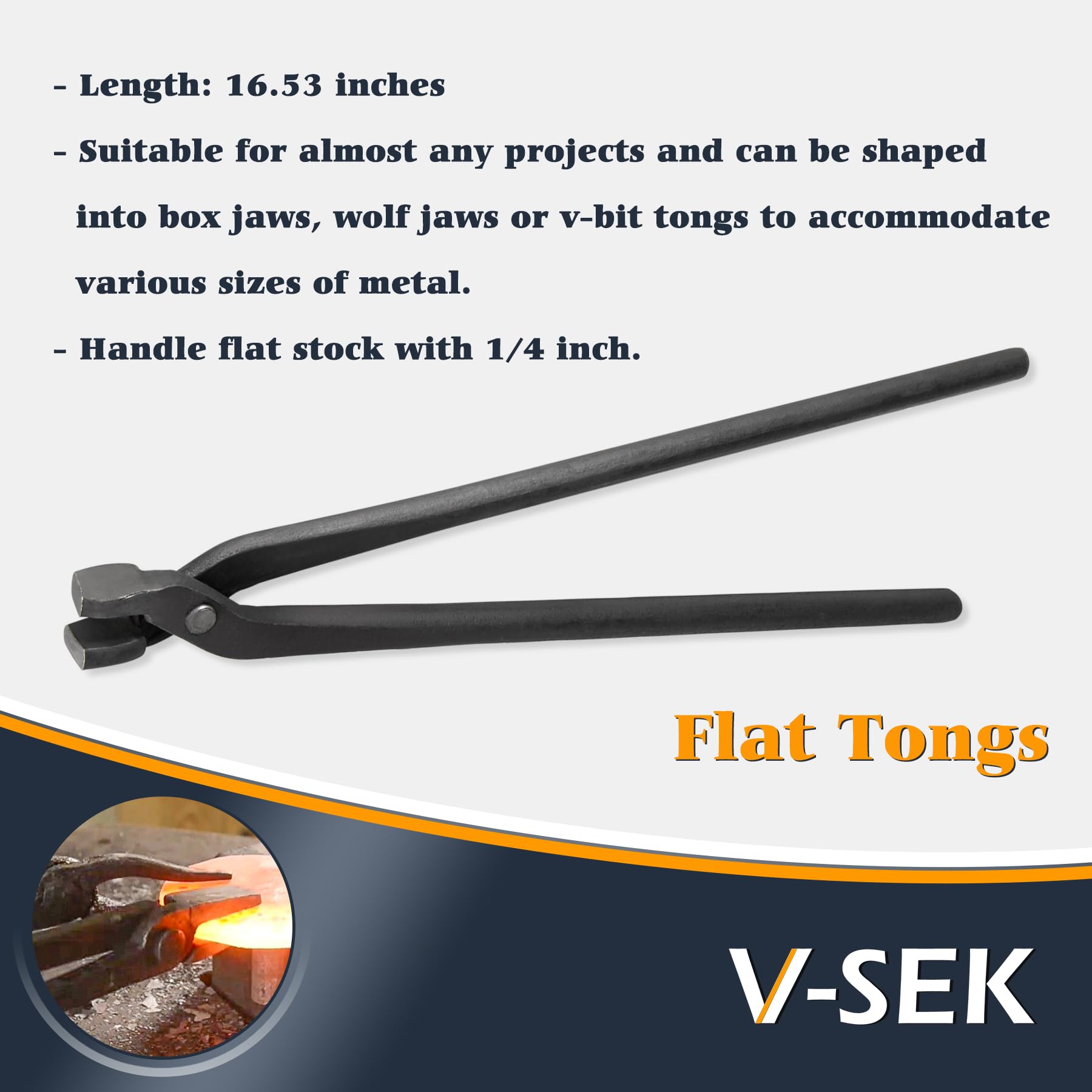 V-SEK Tongs in forge work environment ready for hot metal handling