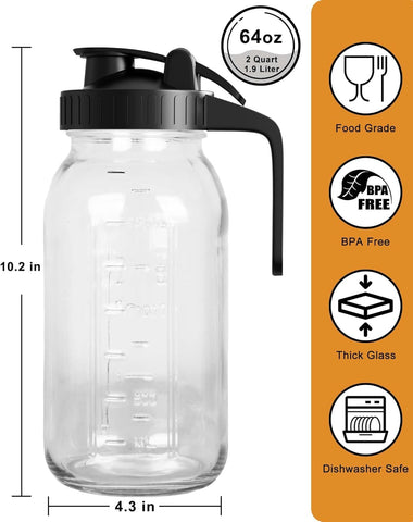 VA1KENE Mason Jar Pitcher airtight seal prevents spills in fridge or pantry.