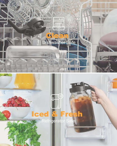 VA1KENE Mason Jar Pitcher dishwasher-safe for easy cleaning.