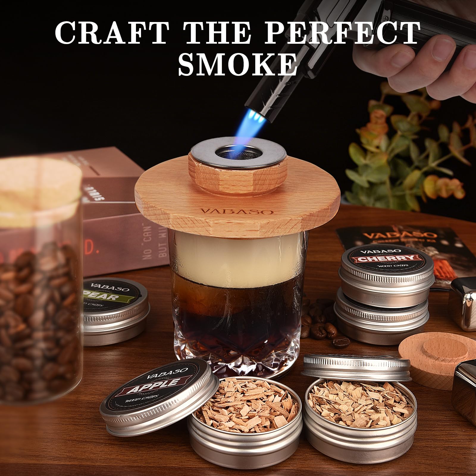 Vabaso oak wood chips enhancing drink aroma