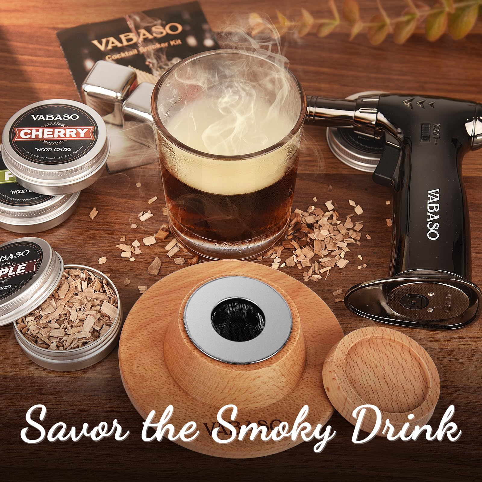 Vabaso cocktail smoker in action adds depth to drinks
