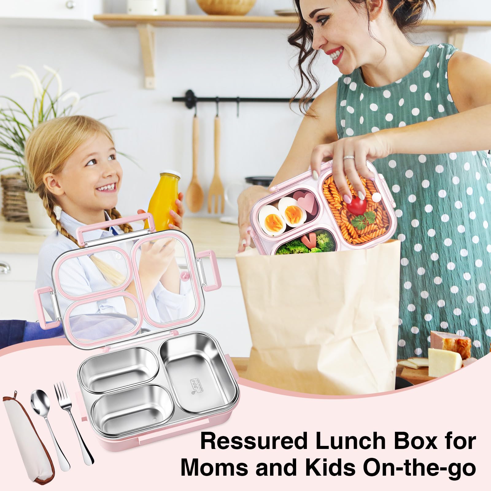 VACAID stainless steel Bento Box highlights durable, non-toxic material for safe meals.