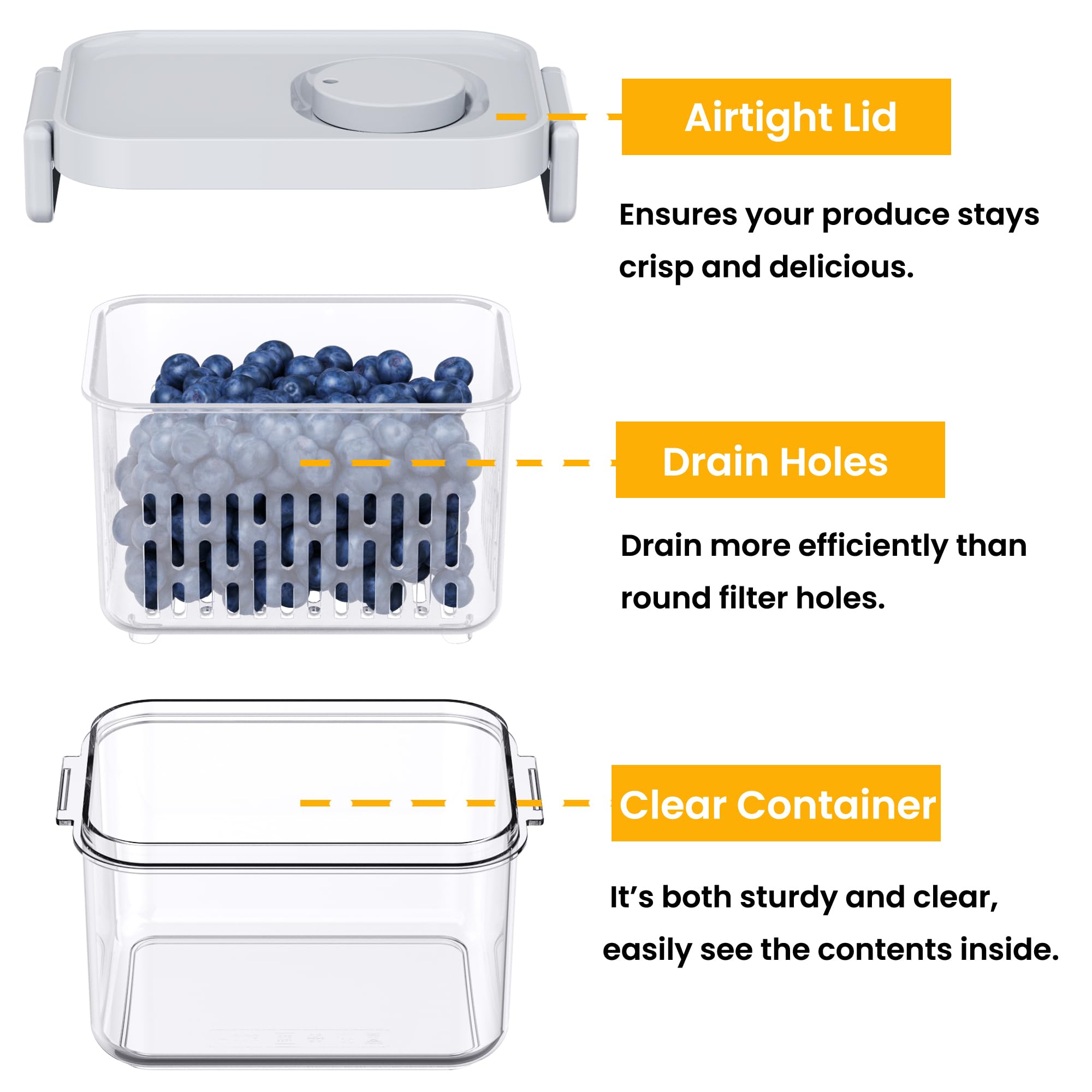 vacane Berry Keeper dishwasher-safe and stackable for convenient fridge storage