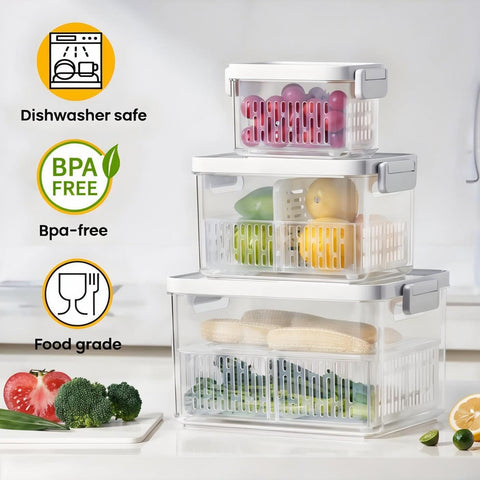 vacane Berry Keeper vent system preserves crisp produce by regulating humidity