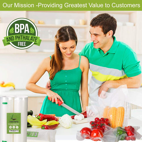 Vacayaya 11x50 bag roll with clear BPA-free material protects flavors