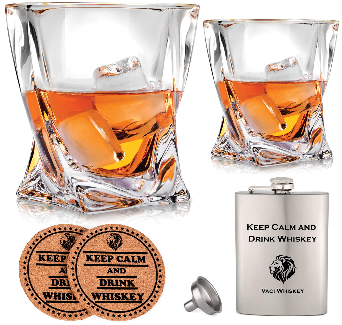 VACI GLASS whiskey glasses set of 2 with crystal clarity for savoring bourbon