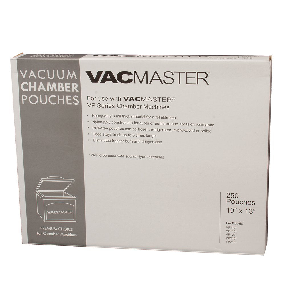 VacMaster 40725 3-mil chamber pouch, 10x13, for sous vide and long-term storage.