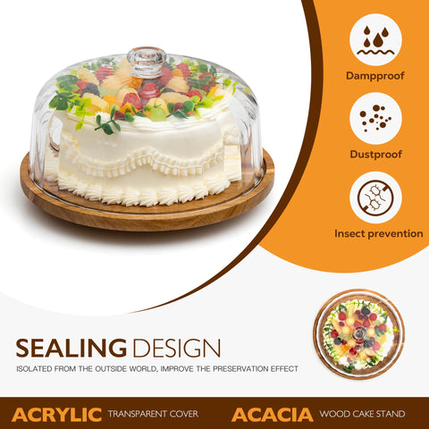 Vacream dome cover keeps desserts fresh while guests gather.