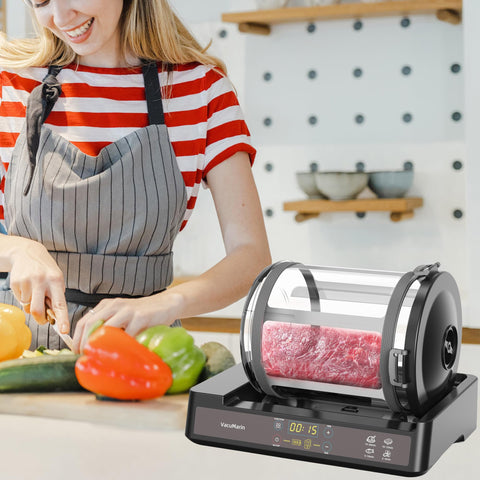 VacuMarin meat tenderizer in action for even marinade distribution