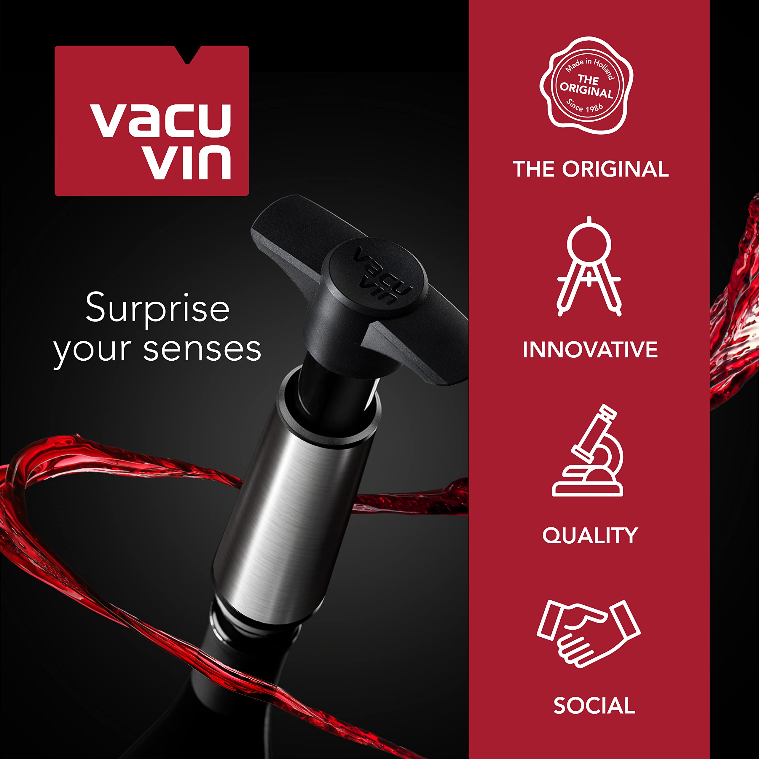 Vacu Vin compact stopper pack designed for neat storage.