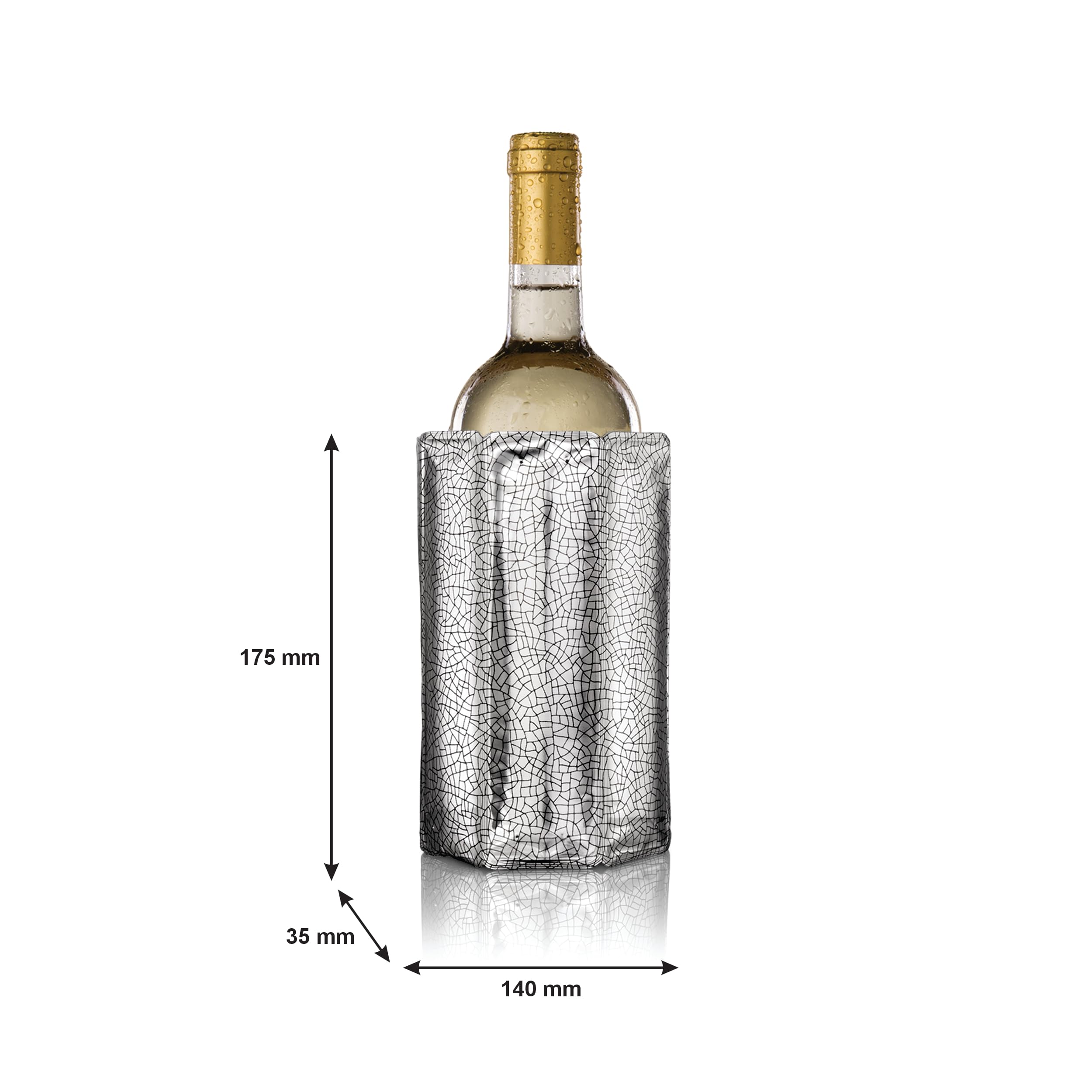 Vacu Vin sleeve in use chilling a wine bottle at table