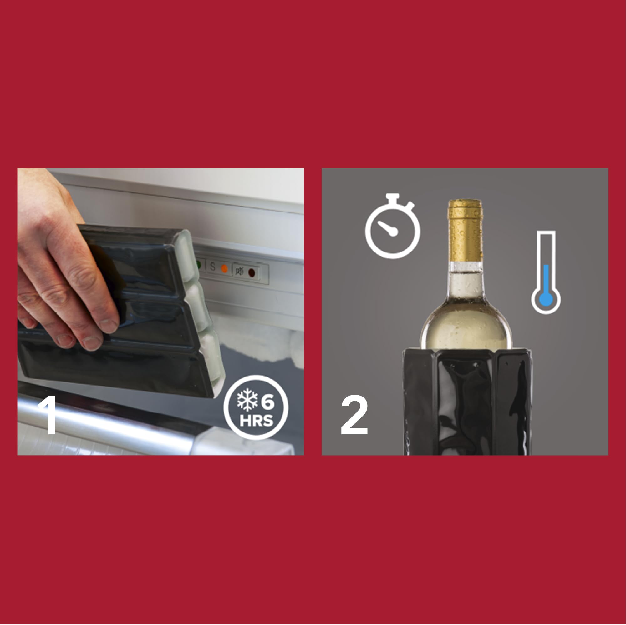 Compact Vacu Vin design fits 750ml bottles neatly